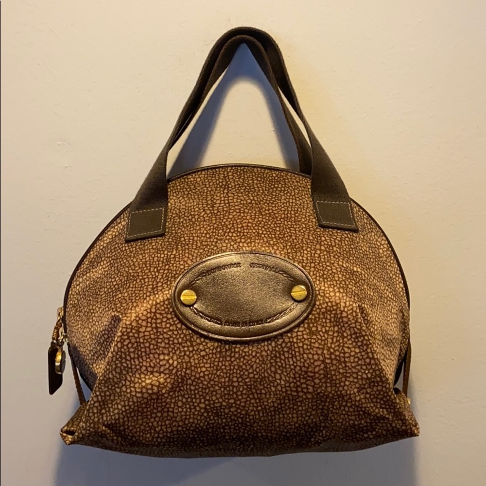 BORBONESE REDWALL Brown Nylon Satchel with Pouch